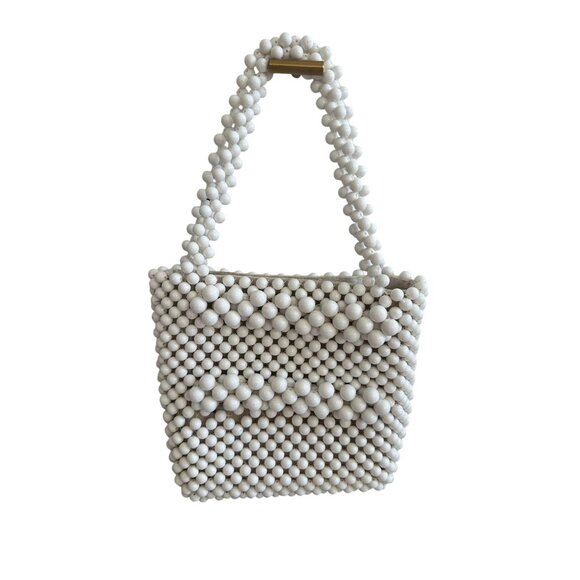 MNG MANGO White Beaded Double Strap Tote Bag - Picture 3 of 11